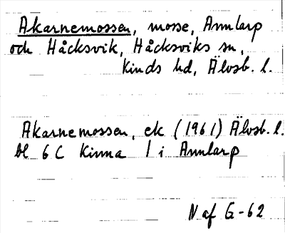 Bild på arkivkortet för arkivposten Akarnemossen