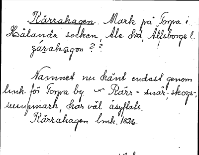 Bild på arkivkortet för arkivposten Kärrahagen