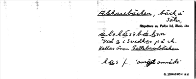 Bild på arkivkortet för arkivposten Alekasebäcken