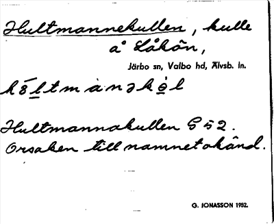 Bild på arkivkortet för arkivposten Hultmannekullen
