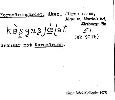 Bild på arkivkortet för arkivposten Korsgårdsgärdet