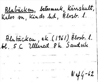 Bild på arkivkortet för arkivposten Alabäcken