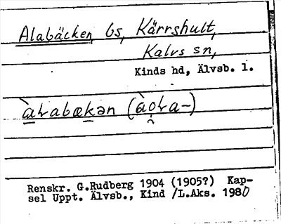 Bild på arkivkortet för arkivposten Alabäcken