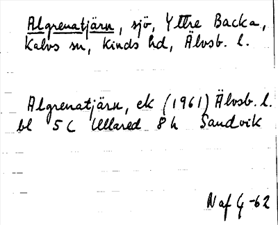 Bild på arkivkortet för arkivposten Algrenatjärn
