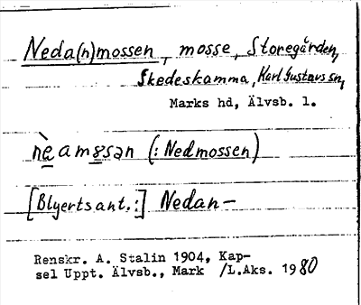 Bild på arkivkortet för arkivposten Neda(n)mossen