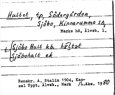 Bild på arkivkortet för arkivposten Hultet