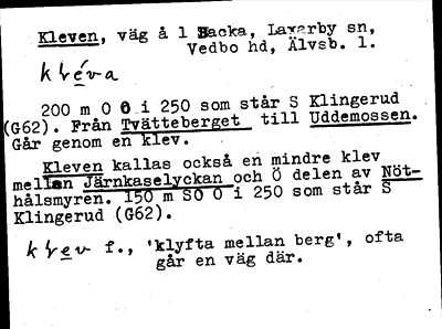 Bild på arkivkortet för arkivposten Kleven