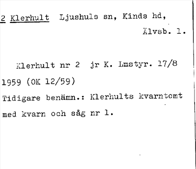 Bild på arkivkortet för arkivposten Klerhult