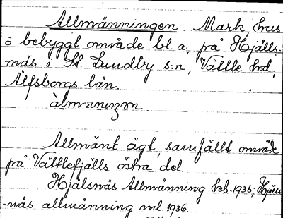 Bild på arkivkortet för arkivposten Allmänningen