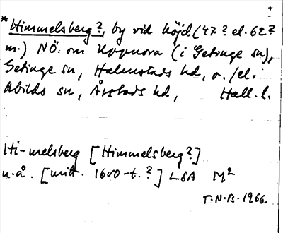 Bild på arkivkortet för arkivposten *Himmelsberg?