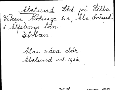 Bild på arkivkortet för arkivposten Alelund