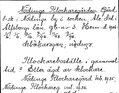 Bild på arkivkortet för arkivposten Nödinge Klockaregården