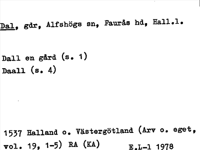 Bild på arkivkortet för arkivposten Dal