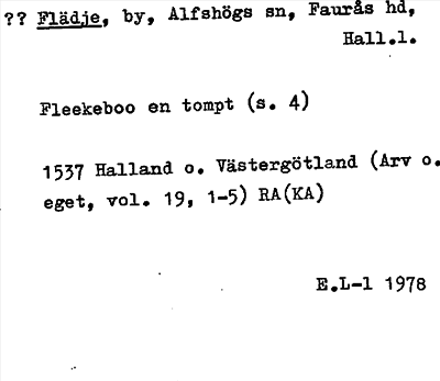 Bild på arkivkortet för arkivposten ?? Flädje