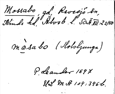 Bild på arkivkortet för arkivposten Mossabo