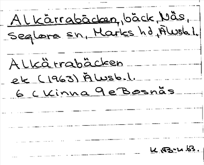 Bild på arkivkortet för arkivposten Alkärrabäcken