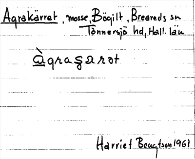 Bild på arkivkortet för arkivposten Agrakärret