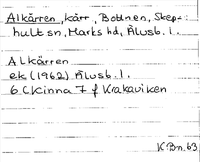 Bild på arkivkortet för arkivposten Alkärren