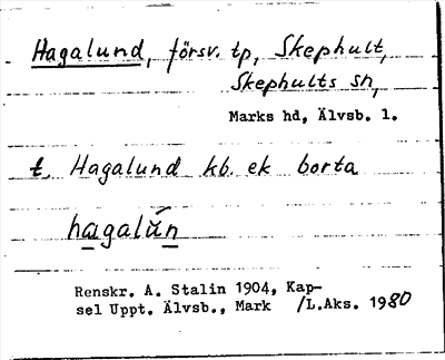 Bild på arkivkortet för arkivposten Hagalund