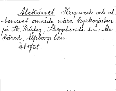 Bild på arkivkortet för arkivposten Alekärret