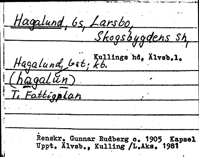 Bild på arkivkortet för arkivposten Hagalund