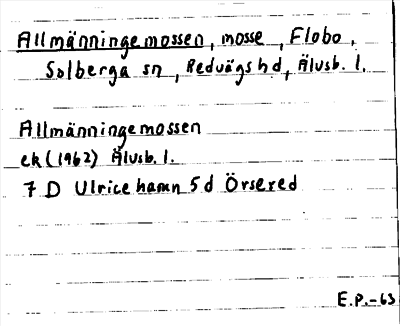 Bild på arkivkortet för arkivposten Allmänningemossen