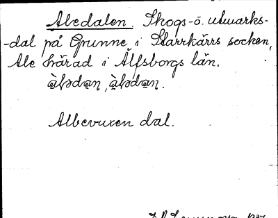 Bild på arkivkortet för arkivposten Aledalen