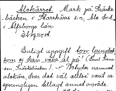 Bild på arkivkortet för arkivposten Alekärret