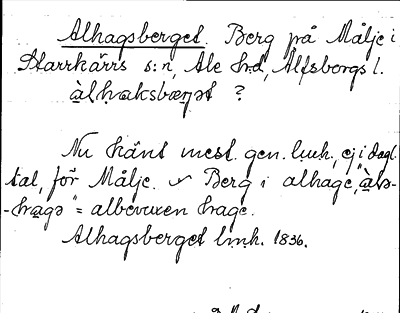 Bild på arkivkortet för arkivposten Alhagsberget