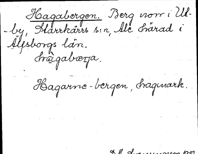 Bild på arkivkortet för arkivposten Hagabergen