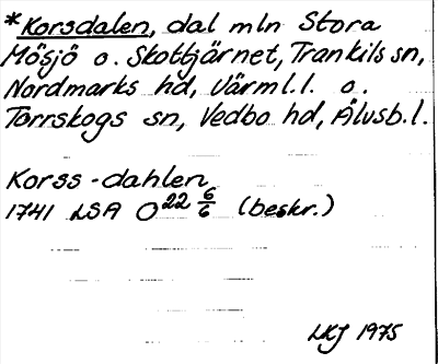 Bild på arkivkortet för arkivposten *Korsdalen