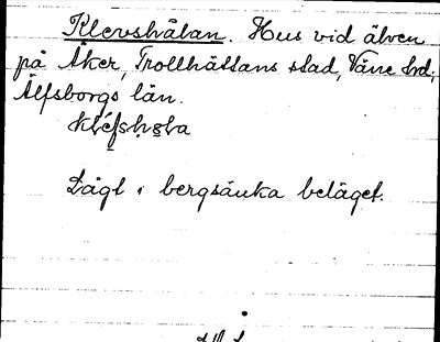Bild på arkivkortet för arkivposten Klevshålan