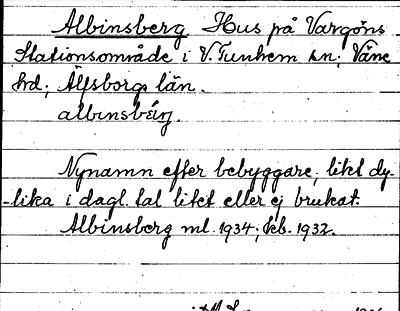 Bild på arkivkortet för arkivposten Albinsberg