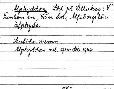 Bild på arkivkortet för arkivposten Alphyddan