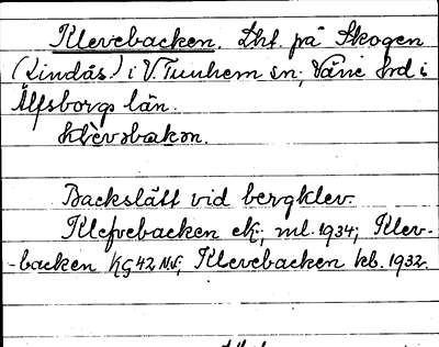 Bild på arkivkortet för arkivposten Klevebacken