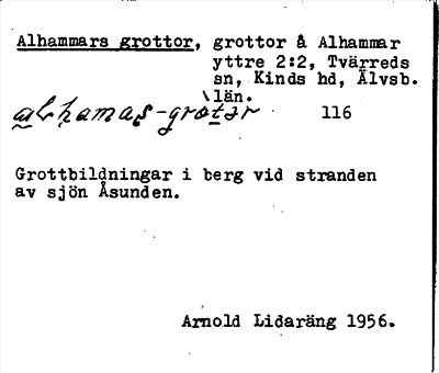Bild på arkivkortet för arkivposten Alhammars grottor