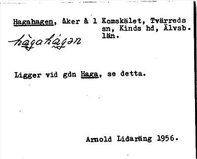 Bild på arkivkortet för arkivposten Hagahagen