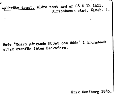 Bild på arkivkortet för arkivposten +Albrätz tompt
