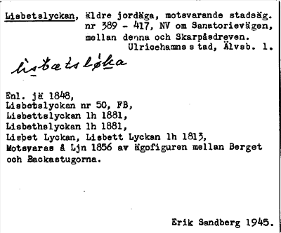 Bild på arkivkortet för arkivposten Lisbetslyckan