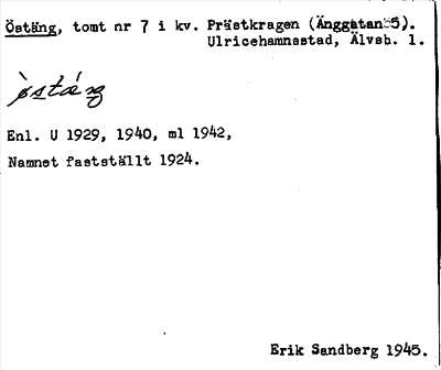 Bild på arkivkortet för arkivposten Östäng