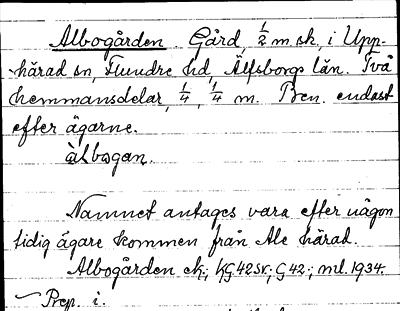 Bild på arkivkortet för arkivposten Albogården