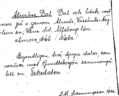 Bild på arkivkortet för arkivposten Almåse Dal