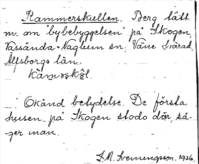 Bild på arkivkortet för arkivposten Kammerskullen