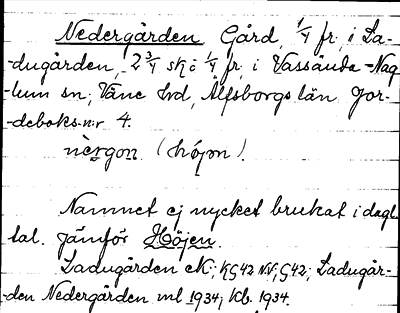 Bild på arkivkortet för arkivposten Nedergården