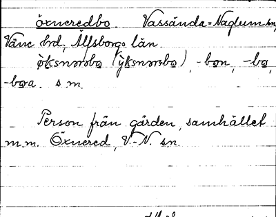 Bild på arkivkortet för arkivposten öxneredbo
