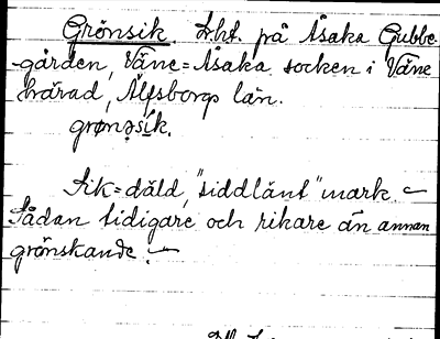 Bild på arkivkortet för arkivposten Grönsik