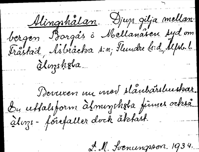 Bild på arkivkortet för arkivposten Alingshålan