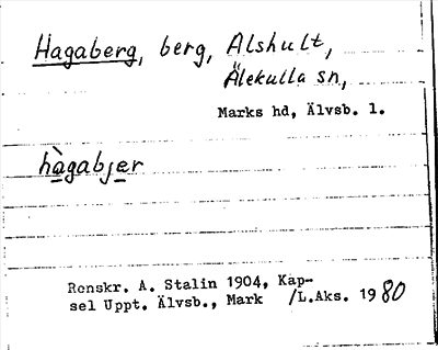 Bild på arkivkortet för arkivposten Hagaberg