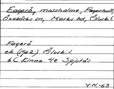 Bild på arkivkortet för arkivposten Fagerö