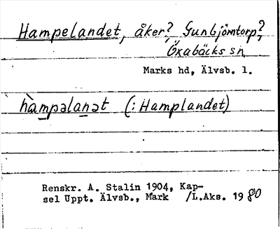 Bild på arkivkortet för arkivposten Hampelandet